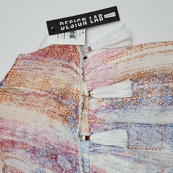 Design Lab Lord & Taylor Sleeveless Maxi Dress Pastel Multi Print Tassles Size M - Picture 9 of 14